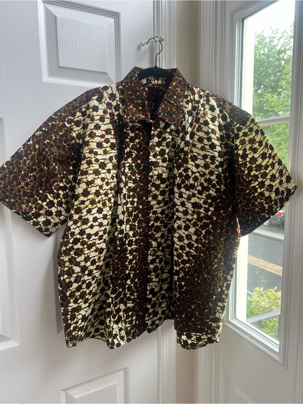 Custom Tailored DRC Wax Print Button Front Shirt African Print Camp Shirt
